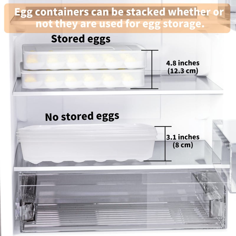 77L Deviled Egg Containers with Lid, (Set of 2), Plastic Deviled Egg Carrier Tray for 60 Eggs, Clear Storage Egg Holder for Refrigerator, Fridge Stackable Countertop Portable Egg Dispenser - Image 5